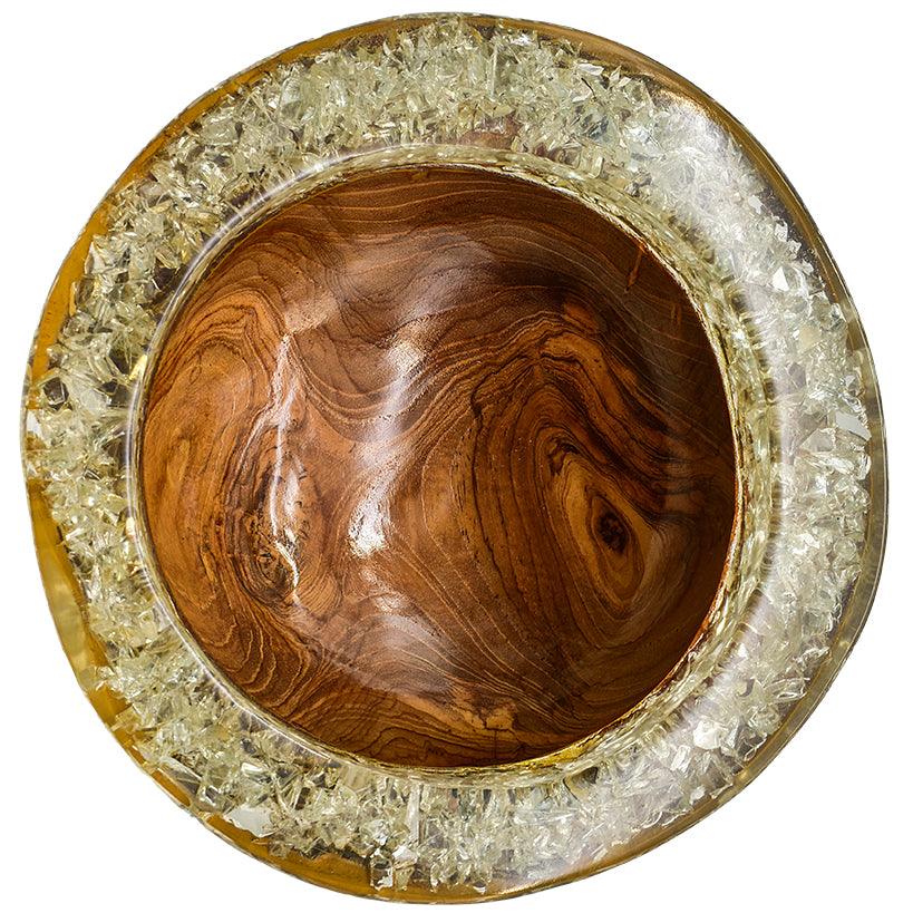 TEAK BOWL RESIN WHITE 30x25x9cm - Chora Mykonos