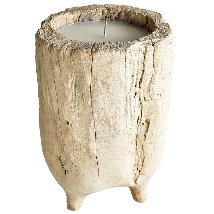 CANDLE TEAK WOOD BLEACHED 40x40x40cm - Chora Mykonos