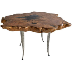 DINING TABLE SUAR WOOD W/ STAINLESS STEEL LEGS - Chora Mykonos