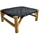 NATURAL BENCH WITH BLACK VINYL STRAPS 95x85x40cm - Chora Mykonos