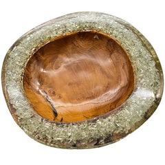 TEAK BOWL RESIN WHITE 34x35x6cm - Chora Mykonos