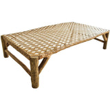 NATURAL BENCH WITH VINYL STRAPS 180x100x40cm - Chora Mykonos