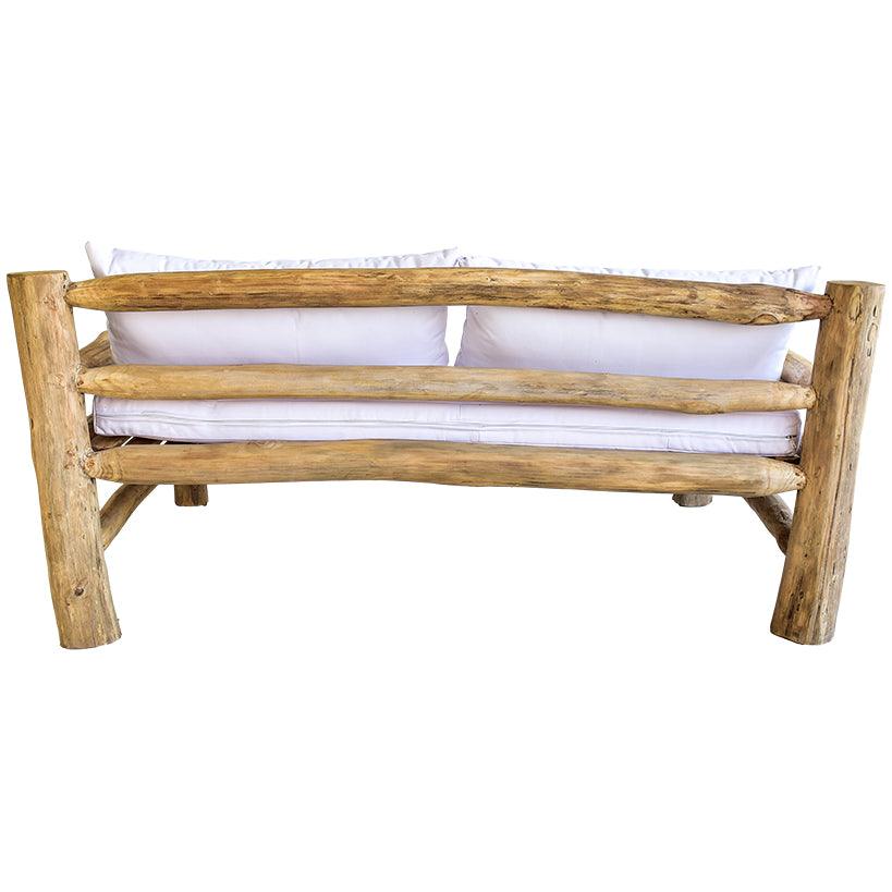 SOFA TEAK WOOD BLEACHED WITH MATRESS 160x100x80cm - Chora Mykonos