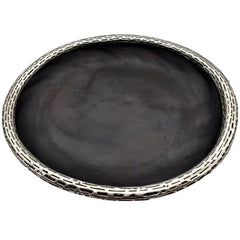 SET OF 3 DECOR TRAYS SUAR WOOD BLACK & SILVER - Chora Mykonos