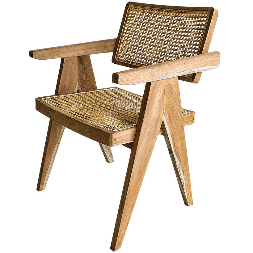 DINING CHAIR VIENNA STRAW RATTAN & WOOD 56x50x80cm - Chora Mykonos