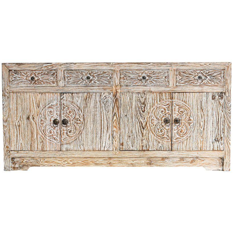BUFFET WHITE WASHED WITH CARVING DETAILS 165x50x60cm