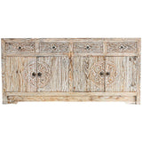 BUFFET WHITE WASHED WITH CARVING DETAILS 165x50x60cm - Chora Mykonos