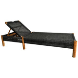 SYNTHETIC BLACK RATTAN & TEAK WOOD SUNBED - Chora Mykonos